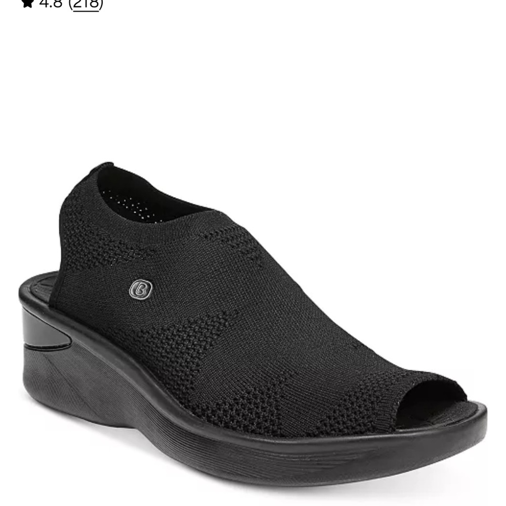 Bzees Black Knit Open-Toe Slingback Wedge